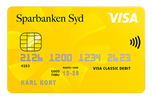 Sparbanken Syds gula Visa bankkort